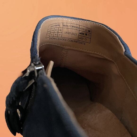 Vionic Womens Shyanne Navy Blue Zipper Suede Booties Ankle Boots Shoes 11 - Picture 7 of 10